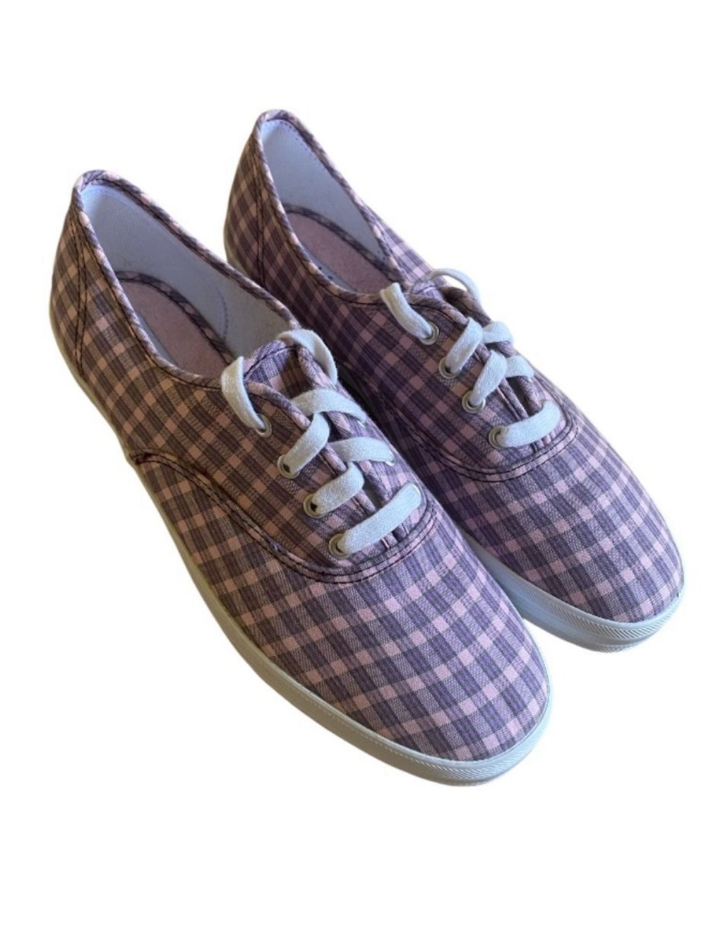 Keds Original Purple Pink Plaid Canvas Sneakers Women's Size 5 Lace Up Coquette